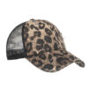Wholesale Leopard Print Cross Elastic Ponytail Baseball Cap