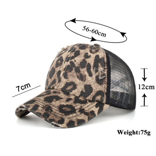 Wholesale Leopard Print Cross Elastic Ponytail Baseball Cap