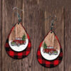 Wholesale Christmas Tree Car Leather Droplet Earrings
