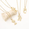 Wholesale Gold Plated Zirconia Letter Copper Necklace