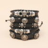 22408860805_2118088041 Wholesale Beaded Skull Halloween Leather Bracelet
