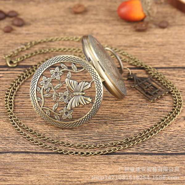 Wholesale Hollow Butterfly Pocket Watch Plus Flat Birdcage Accessories Quartz Alloy Pocket Watch