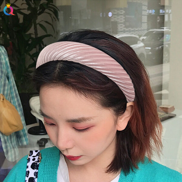 Wholesale Solid Color Wide Brimmed Sponge Stripe Hair Bands