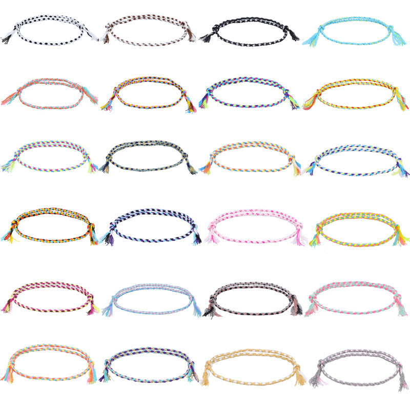 Wholesale Safety Buckle Four Strands Color Hand Woven lyester Cotton Bracelet