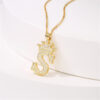 Wholesale Gold Plated Zirconia Letter Copper Necklace