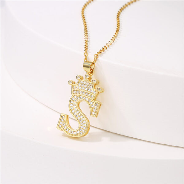 Wholesale Gold Plated Zirconia Letter Copper Necklace
