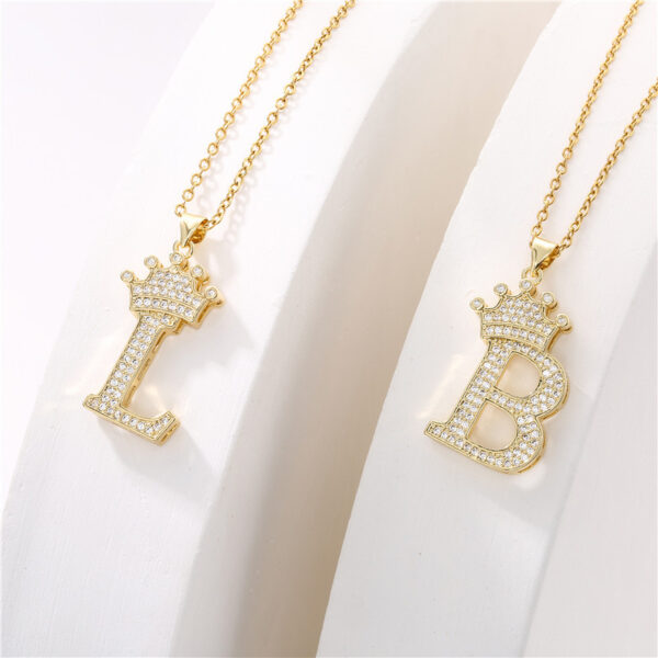 Wholesale Gold Plated Zirconia Letter Copper Necklace
