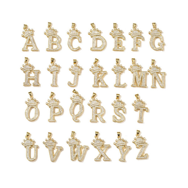 Wholesale Gold Plated Zirconia Letter Copper Necklace