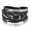 Wholesale Color Matching Elliptical Crushed Stone Magnetic Buckle Multi-layer Leather Bracelet