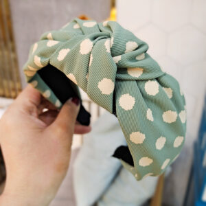 Bean Green Twill Wave Dot Knot Hairband