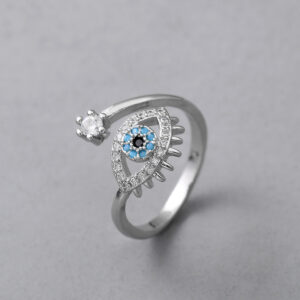 Open White Gold Eye Ring / Opening adjustable