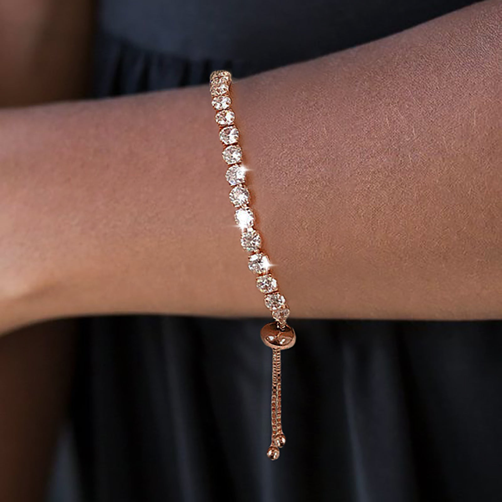 Wholesale Copper Single Row Full Diamond Adjustable Bracelet