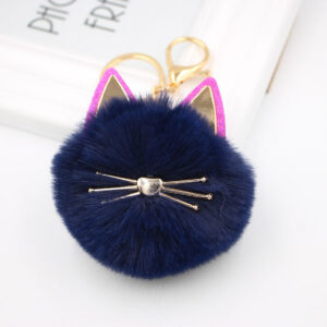 Navy blue / Cat Keychain