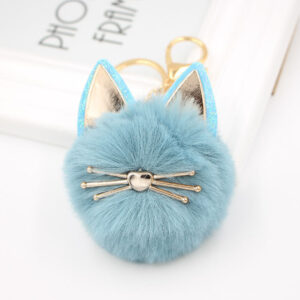Peacock Blue / Cat Keychain
