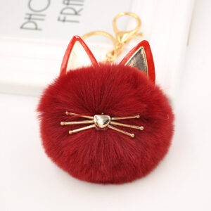 Wine Red / Cat Keychain