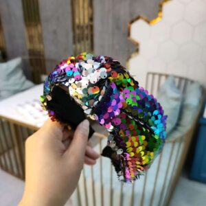 Color sequins knotted headband