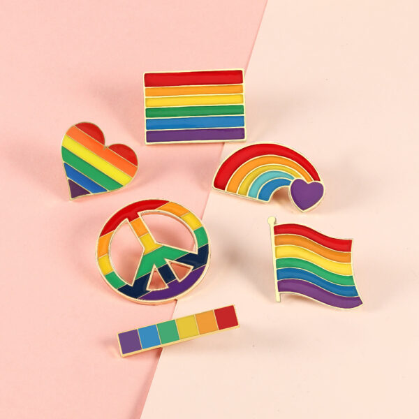 Wholesale Rainbow Bridge Six-Color Rainbow Set Alloy Brooch