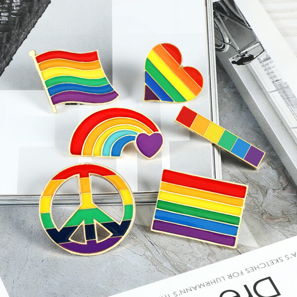 Wholesale Rainbow Bridge Six-Color Rainbow Set Alloy Brooch