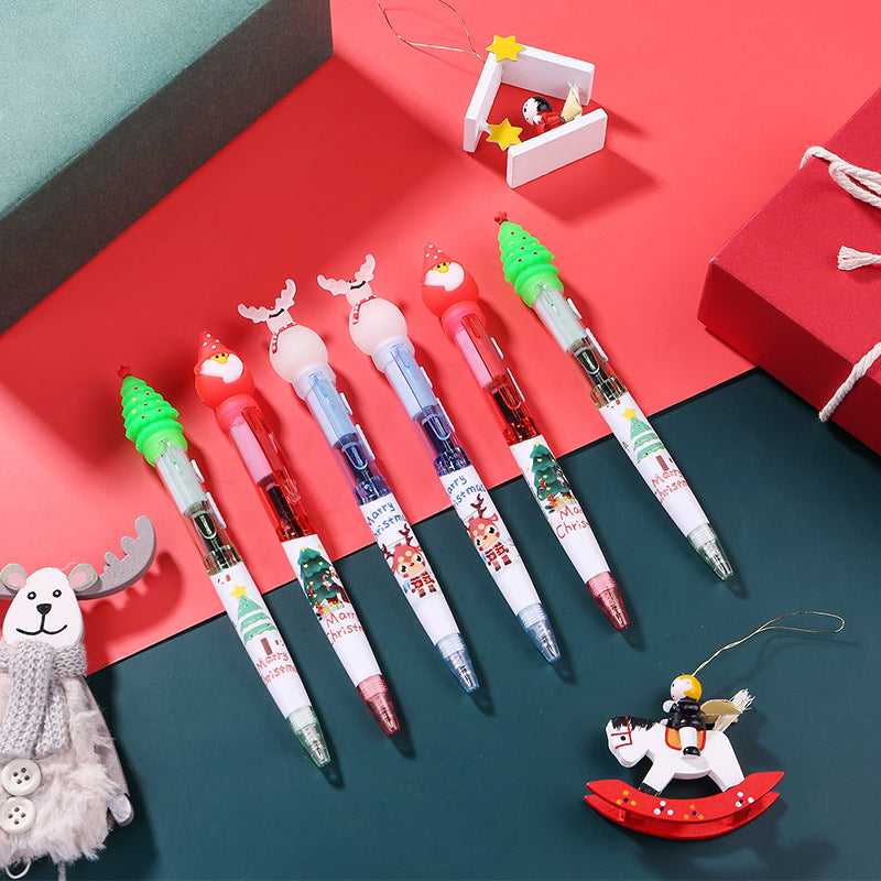 Wholesale Cartoon Christmas Tree LED Light Plastic Ballint Pen