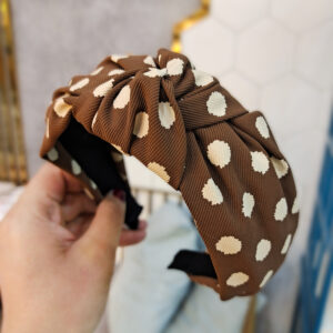 Coffee twill dot knot hairband