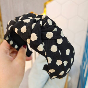 Black Twill Wave Dot Knot Headband