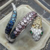 Wholesale Alloy Color Inlaid Zircon Small Snake Ring