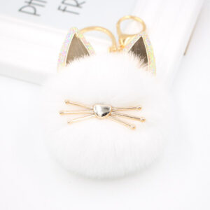 White / Cat Keychain