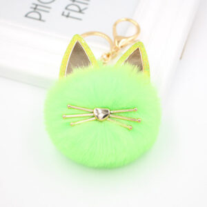 fluorescent green / Cat Keychain