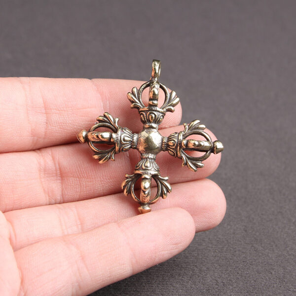 Wholesale Brass Distressed Cross Vajra Pestle Keychains
