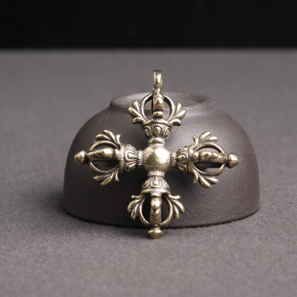 Wholesale Brass Distressed Cross Vajra Pestle Keychains