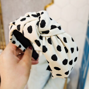 White twill dot knot hairband
