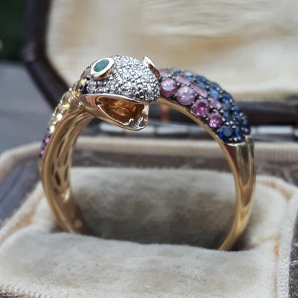 Wholesale Alloy Color Inlaid Zircon Small Snake Ring