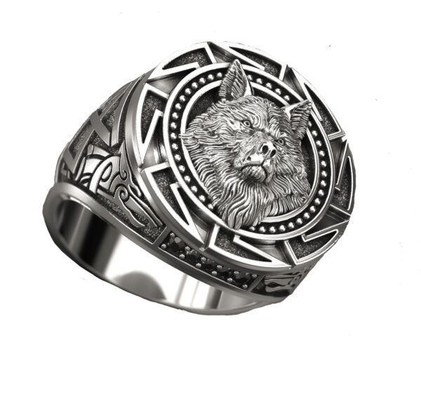 Wholesale Alloy Viking Wolf Head Ring for Men