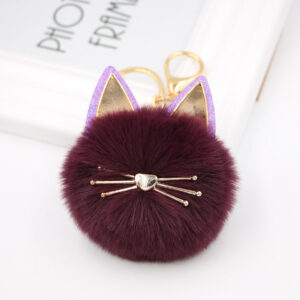 Purple Red / Cat Keychain