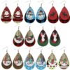 Wholesale Christmas Santa Claus Water Drop Leather Earrings