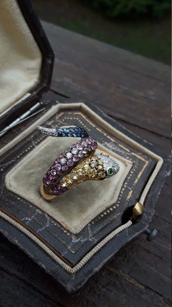 Wholesale Alloy Color Inlaid Zircon Small Snake Ring