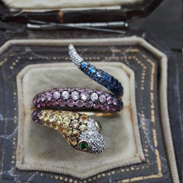 Wholesale Alloy Color Inlaid Zircon Small Snake Ring