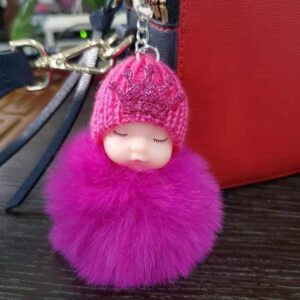 Rose Red Crown doll-single ring buckle / About 7.5cm hair ball plastic buckle