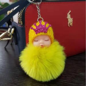 Yellow Crown Doll-Single Ring Buckle / About 7.5cm hair ball plastic buckle
