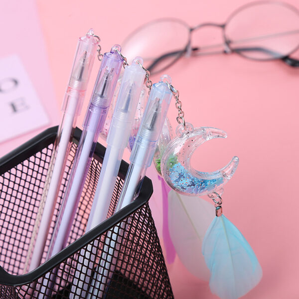 22787154749_660790279 Wholesale Plastic Sequin Moon Feather Pendant Ballpoint Pen