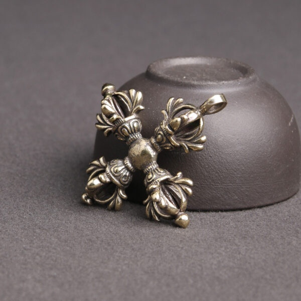 Wholesale Brass Distressed Cross Vajra Pestle Keychains