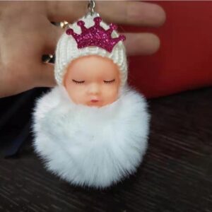 White Crown Doll-Single Ring Buckle / About 7.5cm hair ball plastic buckle