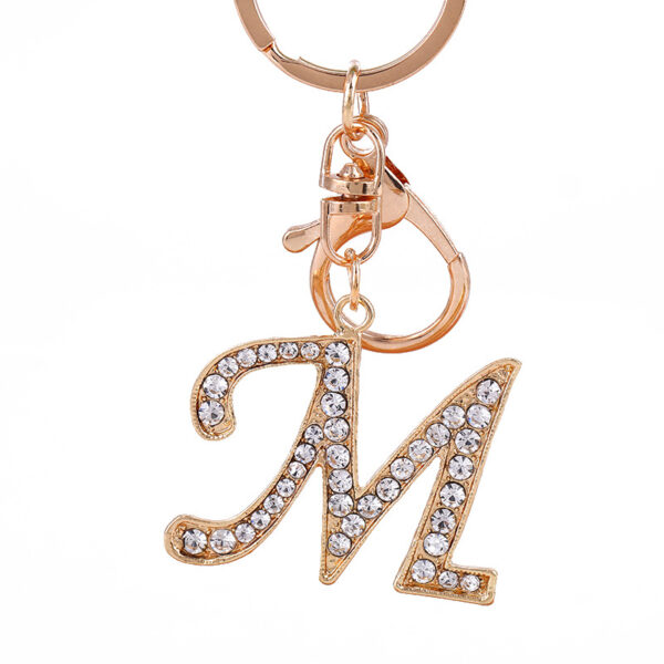 Wholesale Zinc Alloy 26 English Alphabet Rhinestone Keychain