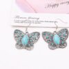 Wholesale Openwork Diamond Butterfly Turquoise Earrings