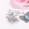 Wholesale Openwork Diamond Butterfly Turquoise Earrings