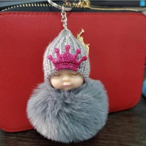 Gray Crown Doll-Single Ring Buckle / About 7.5cm hair ball plastic buckle