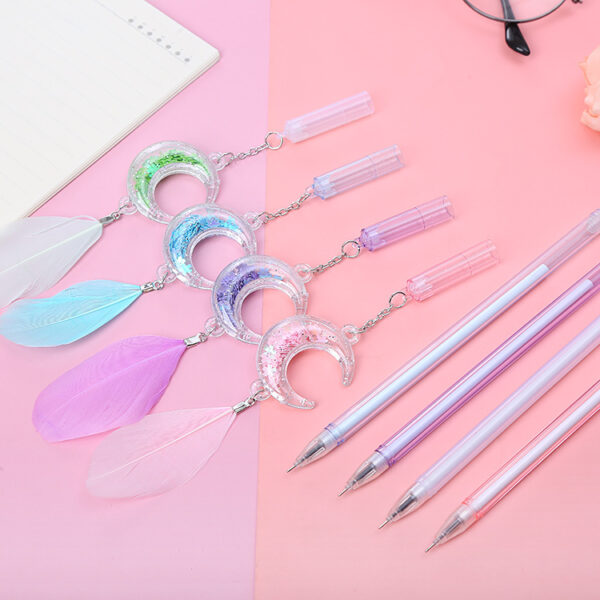 22965263134_660790279 Wholesale Plastic Sequin Moon Feather Pendant Ballpoint Pen