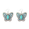 Wholesale Openwork Diamond Butterfly Turquoise Earrings