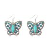 Wholesale Openwork Diamond Butterfly Turquoise Earrings