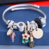 Wholesale Stainless Steel Wire Crystal Sunflower Lipstick Pearl Tassel Bracelet